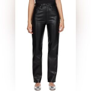 AGOLDE Black 90's Pinch Waist Leather Pants / Black Genuine Leather Pants